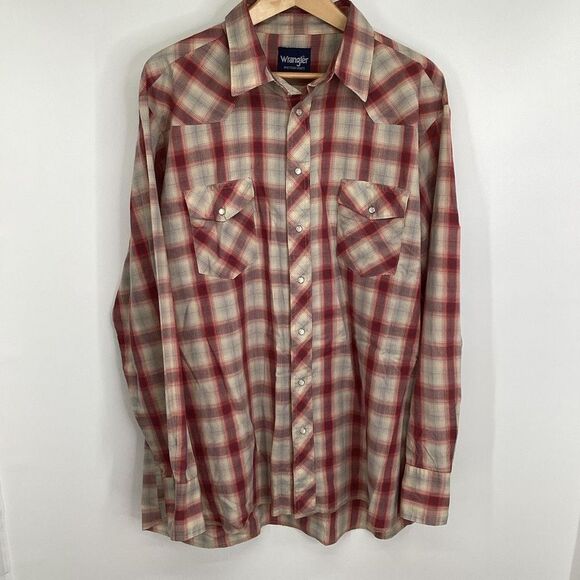 Men's Wrangler Pearl‎ Snap Long Sleeved Big & tall Western Shirt 3XL - Picture 1 of 6